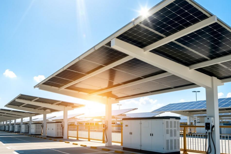 100KW太陽能充電樁車棚